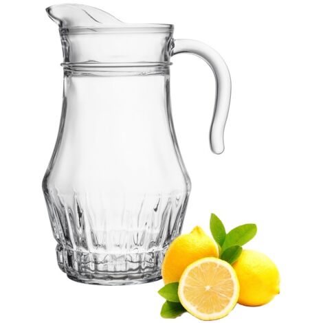 Pichet en verre FARGO 1,5 L motif pressé imitant le cristal eau jus compote boissons limonade transparent pour boissons froides grand