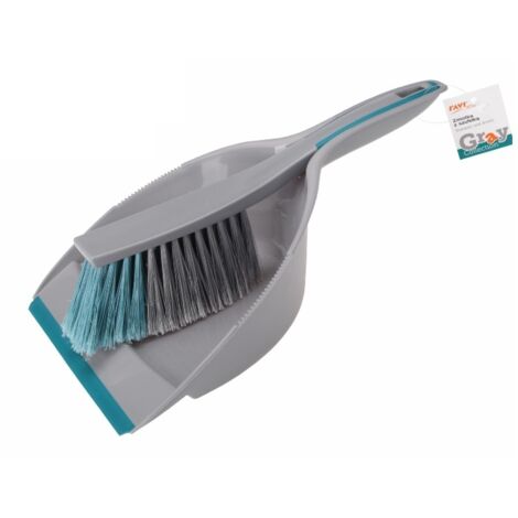 Balai avec pelle et balai en caoutchouc COLLECTION GRIS art. 60279 couleur gris-turquoise (1/3)