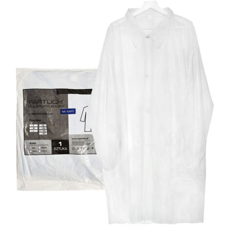 Tablier blanc jetable XXXL avec boutons-pression (tissu non tissé 22 g) 1 pc. (1/5)
