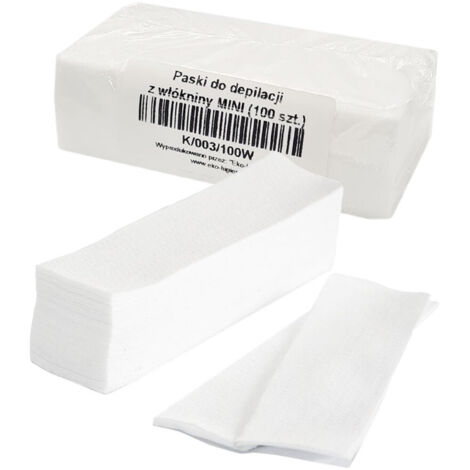 Mini bandes dépilatoires non tissées blanches 3 cm x 10 cm, lot de 100. (1/3)