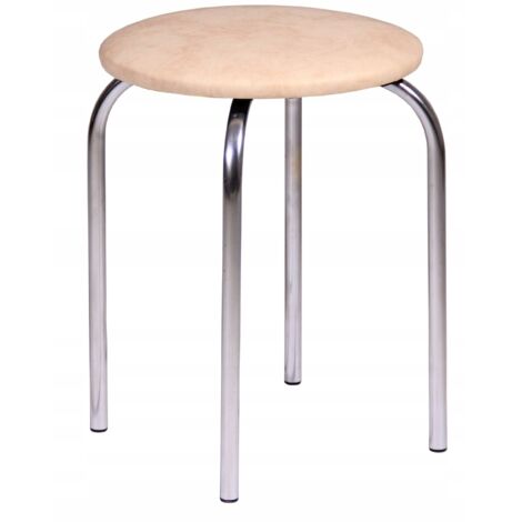 Tabouret de cuisine beige, pieds en métal chromé, hauteur 45 cm, Furnitex (1/5)