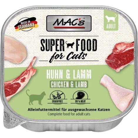 MAC's Cat  SUPER ALIMENT  Barquette de 100 g - Poulet et Agneau 100 g