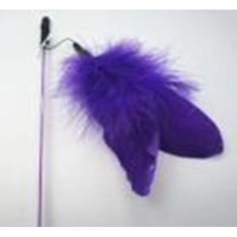 Yarro Jouet pour chat Canne à pêche pour chat avec plumes violettes 56/68/20 cm - Canne à pêche pour chat avec plumes violettes 56/68/20 cm