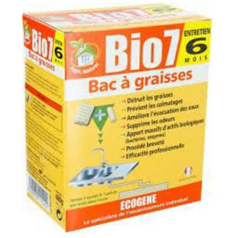 Entretien bac à graisses 6 mois BIO7 – Action 2-en-1 : solubilisation et destruction des graisses – Formule 100% naturelle – Ab7 Industrie