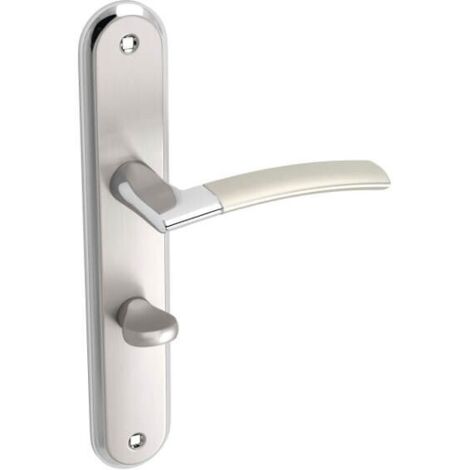 Poignée de porte WC LUXOR Satin 72 mm sur plaque longue (1/2)