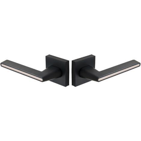 Poignée de porte intérieure Elika II, métal noir et or rose, style loft moderne