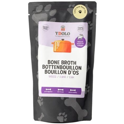 Ydolo Bouillon d'os - Bouillon de collagène pour chiens et chats Format 230 ml - Bouillon d'os d'élan 230 ml