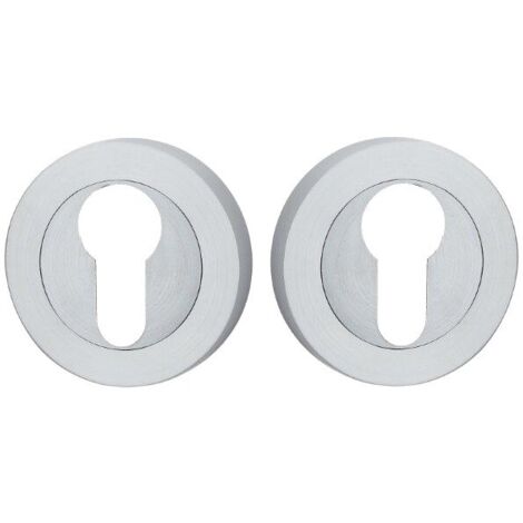 Plaque ronde avec insert chromé mat pour poignée de porte RITA (1/2)