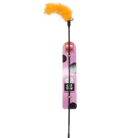 Bubu Pets Jouet pour chat Canne à pêche avec plume colorée et clochette 44-58 cm - Canne à pêche pour chat avec plume colorée et clochette 44-58 cm