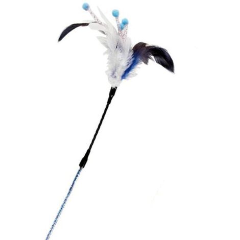 Yarro Jouet pour chat Canne à pêche avec plumes et perles - flexible 43/13 cm - Canne à pêche avec plumes et perles - flexible 43/13 cm