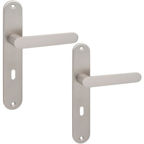 Poignée de porte intérieure sur une longue plaque pour clé Malaga Satin Kuchinox KMG3M1A (1/4)