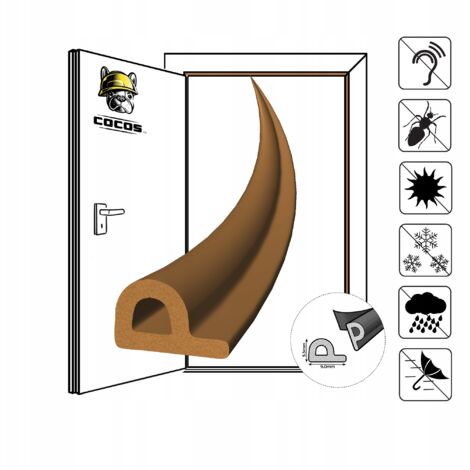 Joint d'étanchéité autocollant pour porte ou fenêtre P 9 x 5,5 mm MARRON (1/5)