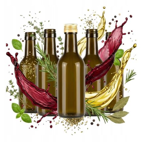 Lot de 10 bouteilles en verre foncé de 200 ml pour vin, sirop, jus et alcool. (1/5)