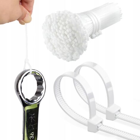 100 attaches de câble blanches, 4,8 x 500 mm, jusqu'à 22 kg (1/5)