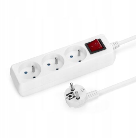 Multiprise Montis 1,5 m, 3 prises, blanche, IP20, 16 A, 230 V (1/5)