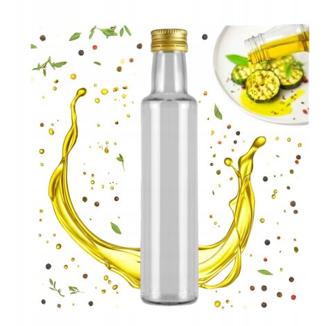 Bouteille DORICA 250 ml en verre transparent pour huile d'olive, vinaigre, jus + bouchon (1/5)