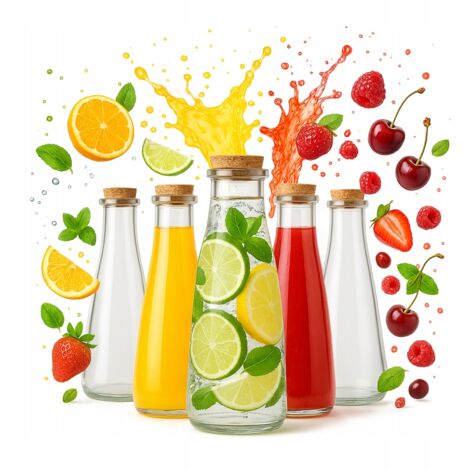 Lot de 5 carafes LONDON de 350 ml en verre pour jus, alcool, huile, eau (cadeau). (1/5)
