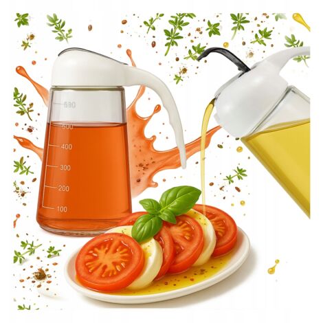 Distributeur d'huile à sauce de 600 ml avec graduation et poignée ergonomique pour bouteille d'huile d'olive (1/5)