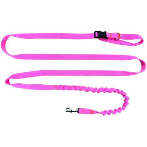 Laisse pour chien avec absorbeur de choc 480 cm ROSE NÉON Réglable Mains Libres Fabriquée en Pologne (1/5)