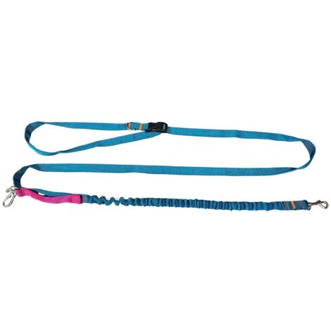 Laisse pour chien avec absorbeur de choc, courte et réglable, avec poignée, 280 cm, turquoise, AMOhand, fermeture (1/5)