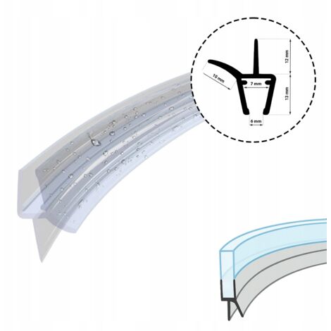 Joint d'étanchéité inférieur pour portes de cabine de douche semi-circulaires DK13 7 mm 100 cm (1/5)