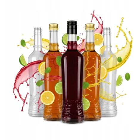 Lot de 5 bouteilles en verre TOAST de 500 ml avec bouchons pour liqueurs, alcool, vin, moonshine (1/5)