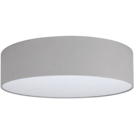 Plafonnier gris 50 cm TONDO, abat-jour en tissu et plexiglas, 3 x E27 (1/5)