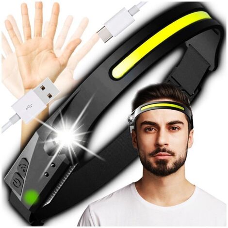 Lampe frontale LED puissante, rechargeable et étanche, via USB.