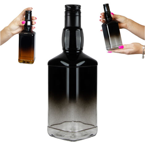 Bouteille en verre OMBRE DANIEL 500 ml, noire et transparente, pour whisky et vodka (1/5)