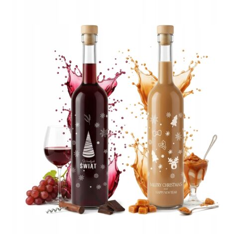 Bouteille FUTURA 500 ml avec motif de Noël, en verre, pour liqueurs et vins. (1/5)