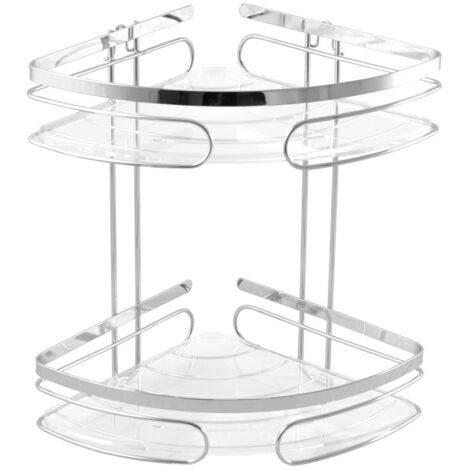 Étagère de douche double AWD INTERIOR 1421 en fil métallique chromé, autocollante, d'angle. (1/3)