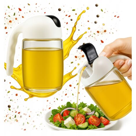 Distributeur en verre de 300 ml avec poignée pour huile, vinaigre, huile d'olive et épices (1/5)