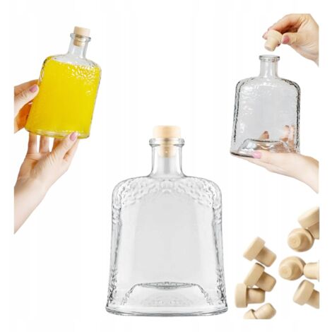 Bouteille en verre ICE 500 ml avec bouchon en liège pour whisky, vin, liqueur, alcool (1/5)