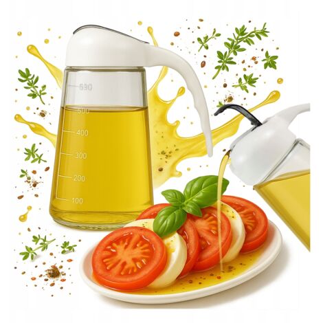 Lot de 2 bouteilles d'huile à sauce de 600 ml avec graduation et poignée, distributeur d'huile d'olive (1/5)