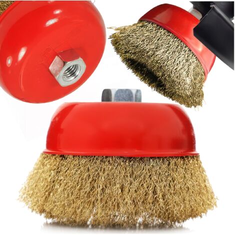 Brosse métallique pour meuleuse frontale en laiton M14 100 mm plaquée laiton