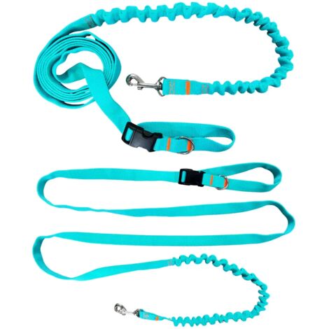 Laisse pour chien avec absorbeur de choc 280 cm MENTHE réglable sport (1/5)