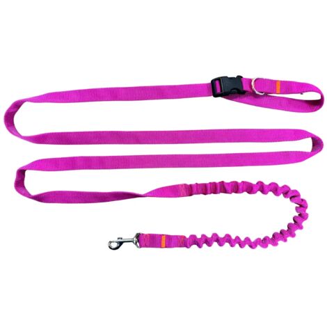 Laisse pour chien avec absorbeur de choc 380 cm FUCHSIA Réglable Mains Libres Fabriquée en Pologne (1/5)