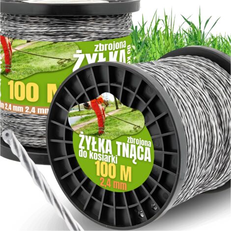 Fil de coupe renforcé 2,4 mm – 100 m – Durabilité accrue pour végétation dense – Coupe nette et précise – Compatible débroussailleuses