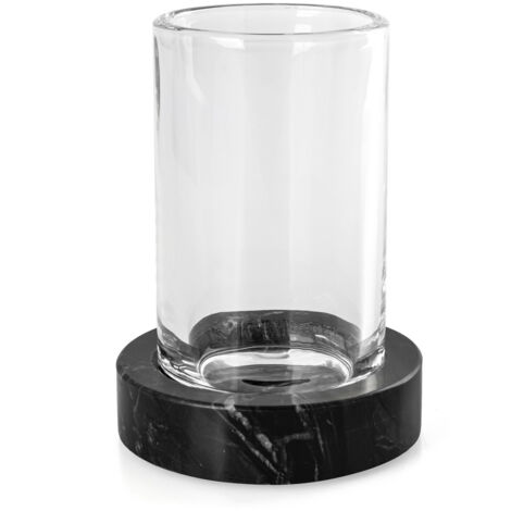 Q-BATH PREMIUM DECOR 1525 Tasse de salle de bain marbre noir et gris + verre (1/3)