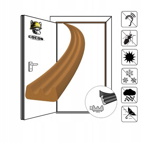 Joint d'étanchéité autocollant pour porte et fenêtre E 9 x 4 mm MARRON (1/5)