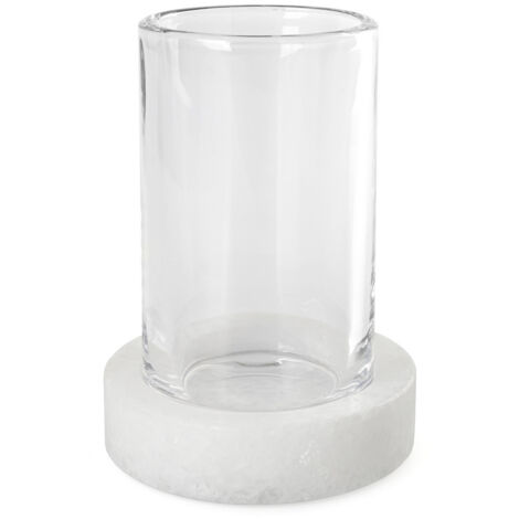 Q-BATH PREMIUM DECOR 1530 Tasse de salle de bain en marbre blanc et verre (1/3)