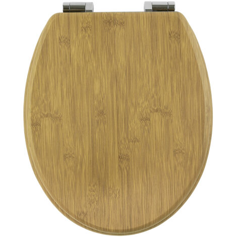 Abattant de toilette universel à fermeture amortie AWD INTERIOR 1598 en MDF bambou, motif bambou (1/5)
