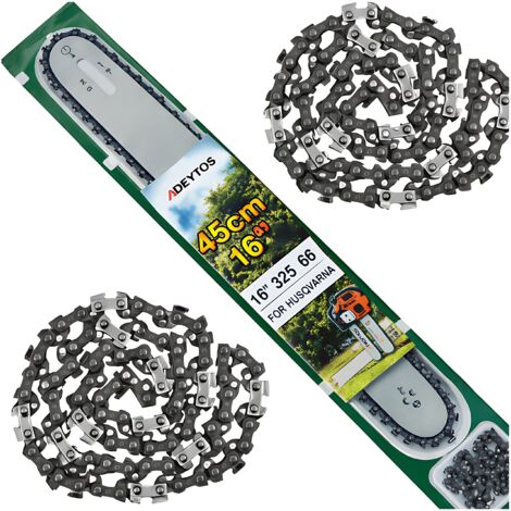 GUIDE-CHAÎNE POUR SCIE À ESSENCE + 2 CHAÎNES 45 cm 16'' 66 1,5 325