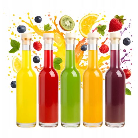 Lot de 5 bouteilles en verre FENICE de 350 ml pour liqueurs, huiles, jus, vins, cadeaux. (1/5)