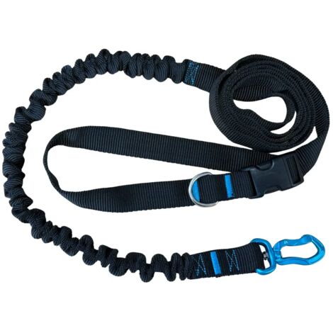 Laisse avec absorbeur de choc 380 cm NOIRE réglable sport 400 kg mains libres (1/5)