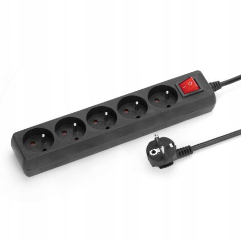 Multiprise Montis 3 m, 5 prises, noire, 16 A, 230 V, 20 IP (1/5)