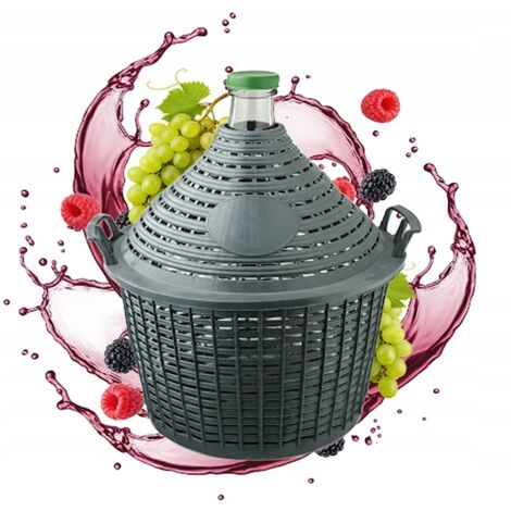 CARTOUCHE À VIN 54L DANS UN PANIER CARTOUCHE EN VERRE ÉPAIS VIN DAMA PANIER PLEIN (1/5)