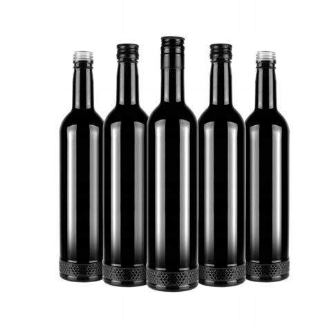 Lot de 10 bouteilles en verre CRYSTAL 500 ml NOIR ÉLÉGANT pour alcool (0,5 l)
