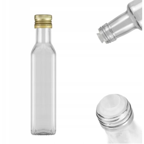 Bouteille MARASCA avec distributeur, incolore, 250 ml, pour huile d'olive, teintures, vin, jus (1/5)