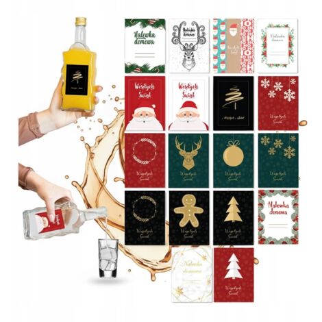 10 étiquettes de Noël pour bouteilles d'alcool et teintures - Autocollants de Noël (1/5)